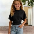 thumbnail image 2 of SOFTCCLO Girls T Shirts Short Sleeve Crewneck Solid Color Tops Pullover Loose Versatile Summer Casual Kids T Shirts Size 3-4Y, 2 of 10