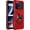 Red, variant on PT for Cricket Icon Pro SN512C 2026 / AT&T Motivate Pro 2 SN512A Robotic Ring Kickstand Hybrid Phone Case Cover - Black