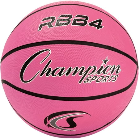 Champion Sports Rubber Intermediate Basketball, Heavy Duty - Pro-Style Basketballs, Various Colors and Sizes - Premium Basketball Equipment, Indoor Outdoor - Sports Education Supplies (Size 6, Pink)