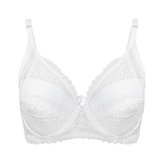 POIUYTR Lace Bras for Women Plus Size Comfort Full Coverage Underwire Bras Soft Breathable Push Up Lightly Everyday Bra for Full Figure 2024
