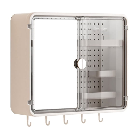 WEGFTDUOP Bathroom Wall Mounted Storage Cabinet with Double Doors & Pegboard, Multifunctional Vanity Organizer