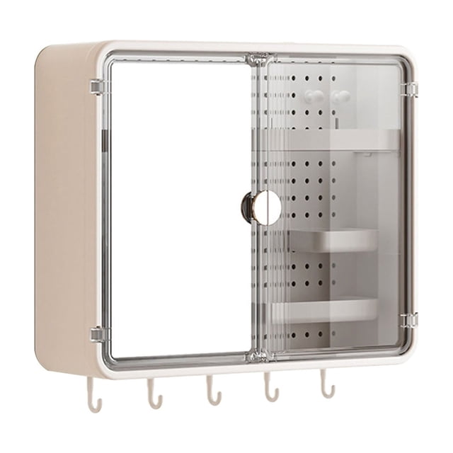 White Wall Mounted Bathroom Storage Cabinet Featuring Double Doors And Pegboard For Comprehensive Vanity And Bathroom Organization