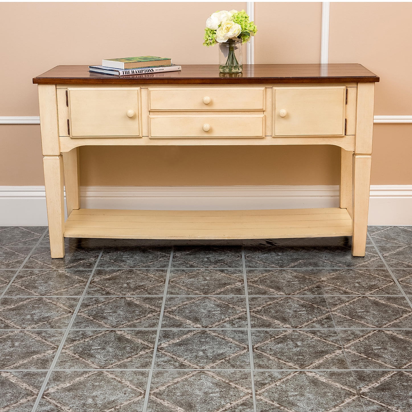 PowerSellerUSA Diamonds Metallic Marble Vinyl Floor Tiles Self Stick Peek Flooring  12'' x 12'' 2-Pack (40 Pieces)