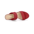 thumbnail image 4 of BLISSFUL STEP Women's Shoes Dual Straps Mid Block Heel Slide Sandals Red 6, 4 of 8