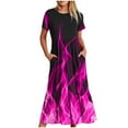 thumbnail image 1 of SDNall Womens Fashion Round Neck Short Sleeve Printed Dress, 1 of 8