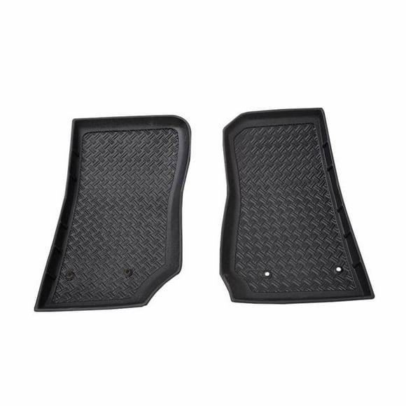 Fits 2014-2018 Jeep Wrangler JK Paramount Automotive Floor Liner 59-0114 Direct Fit; Cross Hatch Design; Black; Thermo Polyolefin; 2 Piece