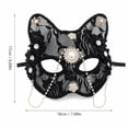 thumbnail image 3 of Masquerade Mask Red Sheer Lace Cat Eye Design for Women 1 Piece Accessory for Halloween Party Prom Bachelorette Themed Events, 3 of 5