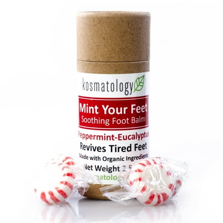 Kosmatology® Peppermint Eucalyptus Foot Balm – Mint Your Feet | Solid Moisturizer for Dry Cracked Heels & Rough Feet | Organic, Non-Toxic, Cruelty-Free Foot Balm – 2.5 oz