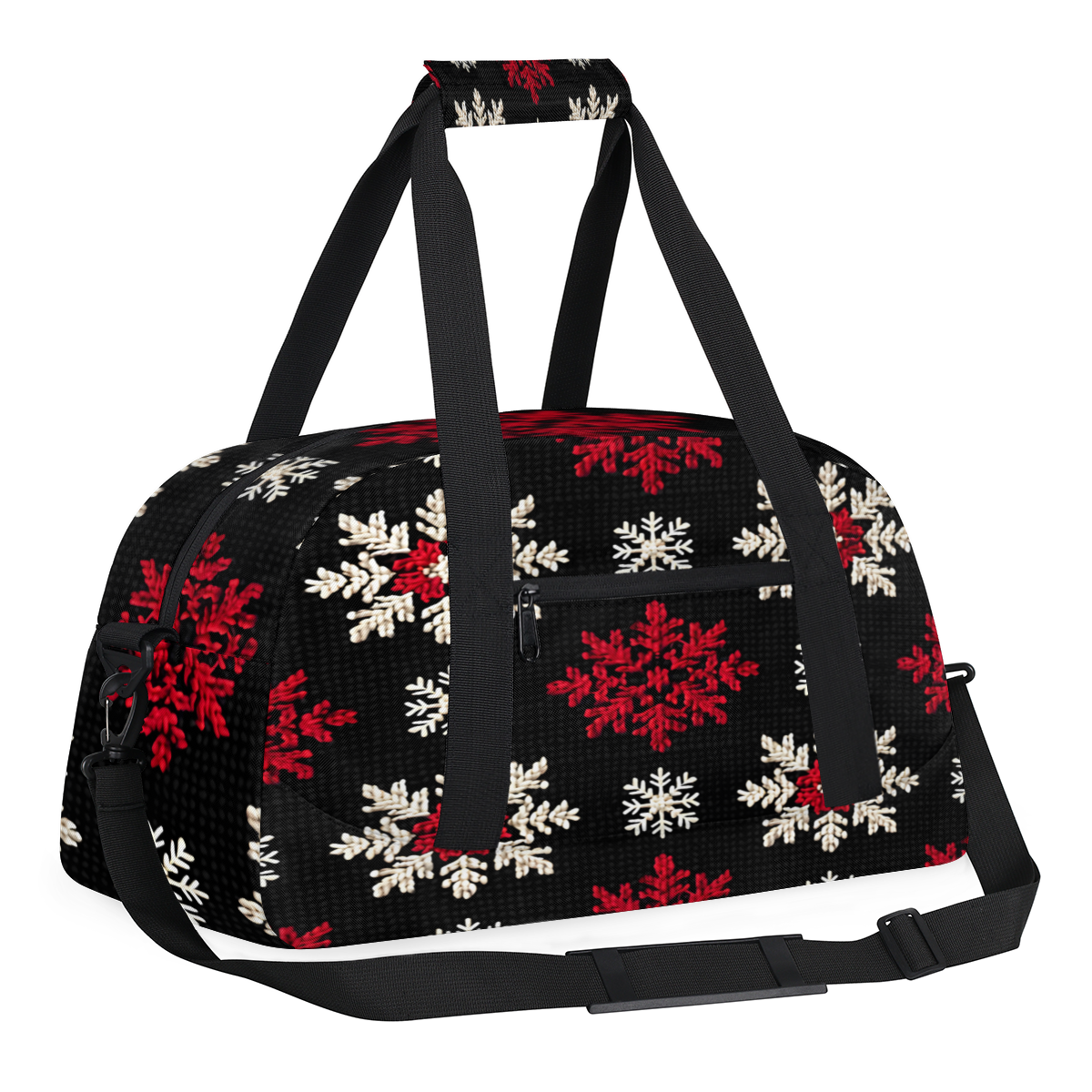Herdesigns Sports Duffle Bags Travel Duffle Bag Gym Bag Red White Snowflakes Weekender Travel Bag Waterproof Overnight Bag Carry On Travel Tote Bag Dance Bags