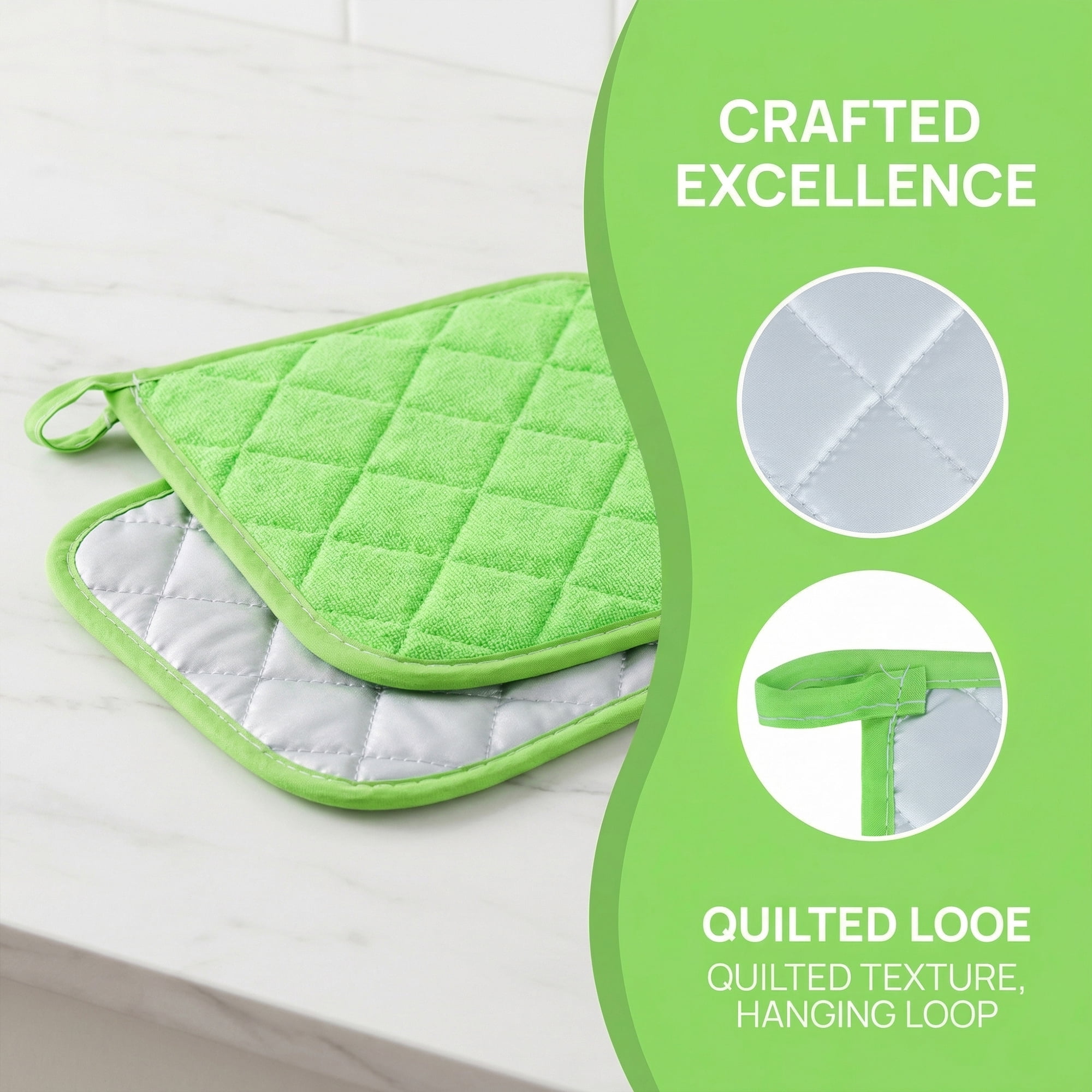 Unique Bargains Pot Holders Heat Resistant Non Slip Hot Pads for Cooking Green 6Pcs