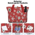 thumbnail image 2 of Tote Bag for Women - Red Christmas Snowflake Pattern Shoulder Bag - Large Utility Work Duffle Bag with Zipper Handbag for Travel, Work, Sprots, 2 of 5