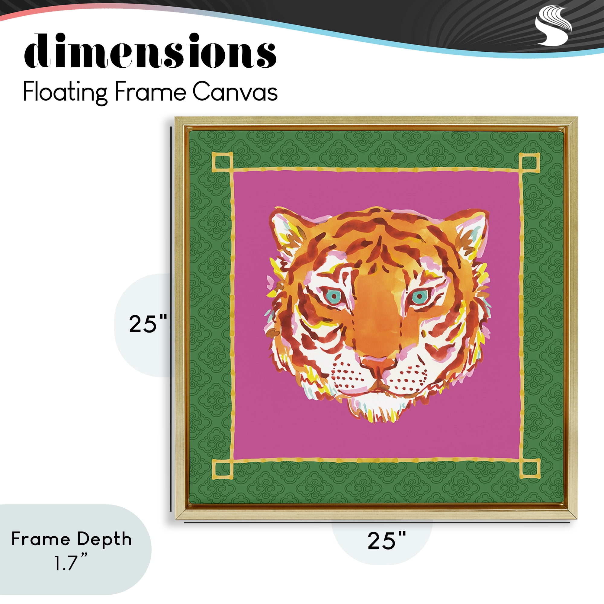 Stupell Industries Bordered Exotic Tiger Portrait Gold Framed Floater Canvas Wall Art, design by Karolina Sato
