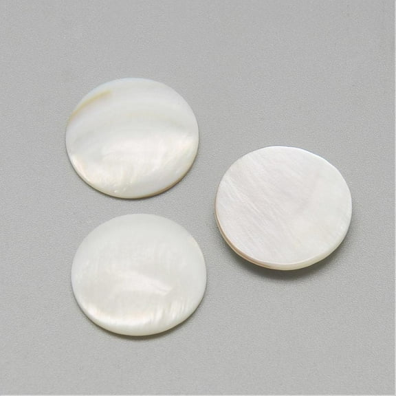 20pcs Natural White Shell Mother of Pearl Shell Cabochons Flat Round Seashell color 18~19x3~4mm