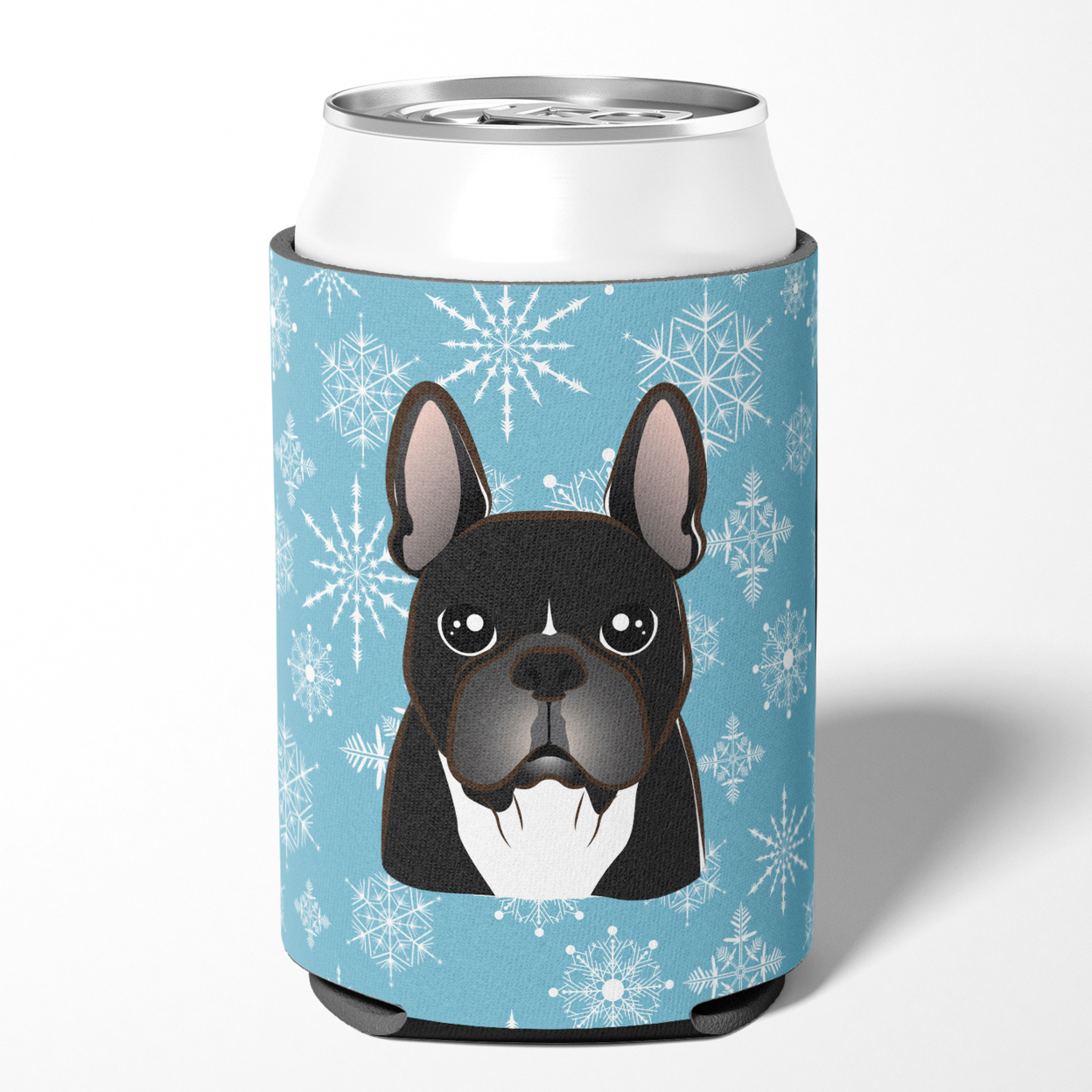 Caroline's Treasures BB1661CC Snowflake French Bulldog Can or Bottle Hugger, Can Hugger, multicolor