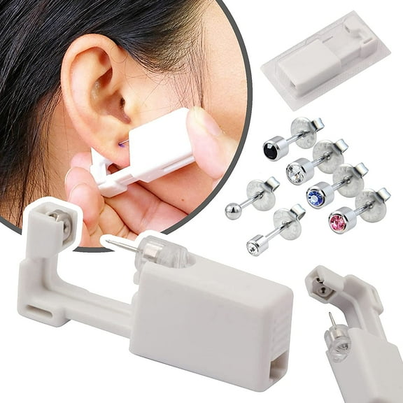 Painless Professional Self Ear Piercing Gun Kit,1 PCS Piercer  1 PCS Ear Studs Safety Ear Nose Piercing Tools Kit