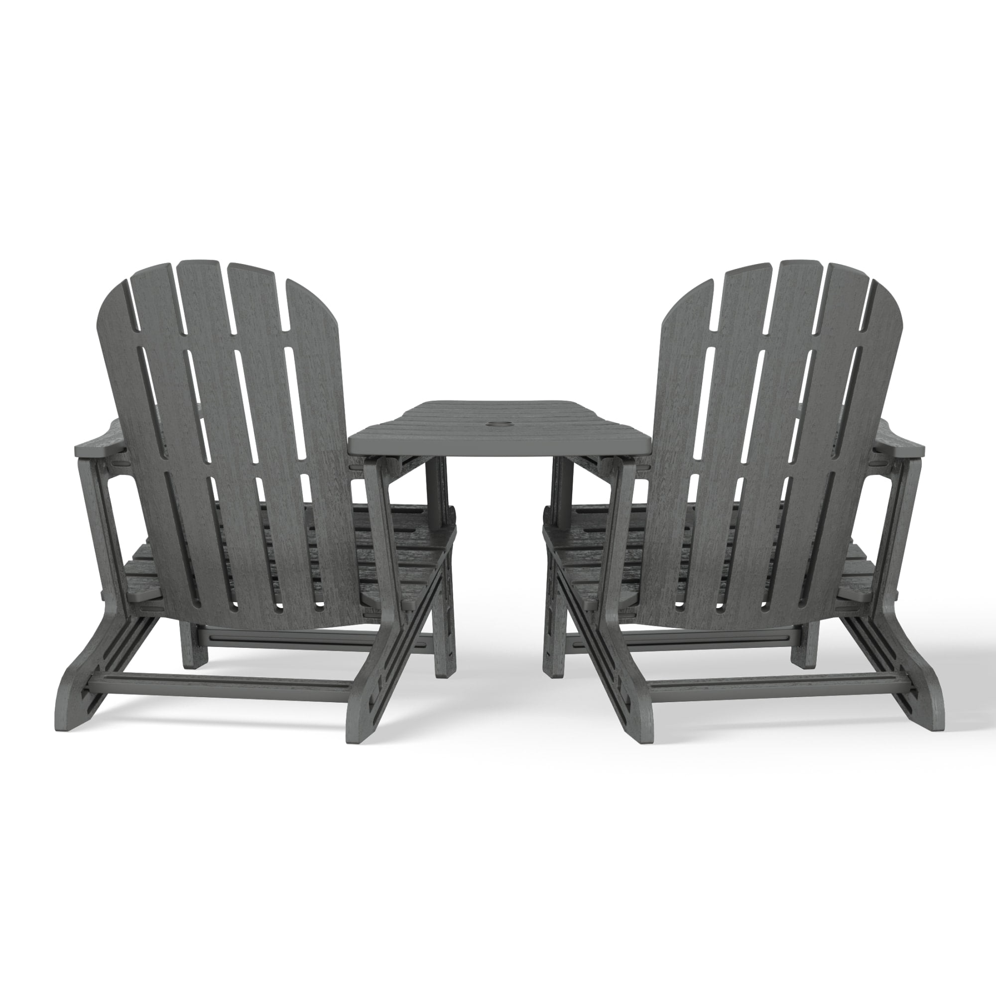 WestinTrends Azura Outdoor HDPE Adirondack Chairs With Connecting Table Tray (Set of 2), Gray