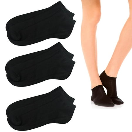 

3 Pairs Womens Ankle Socks Low Cut Fit Crew Size 9-11 Sports Black Footies