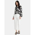 thumbnail image 2 of Time and Tru Women’s and Women’s Plus Printed Smocked Blouse, Sizes XS-4X, 2 of 5