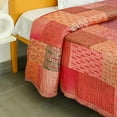 thumbnail image 2 of Patchwork Silk Kantha Quilt Bedcover Silk Patola Quilt Throw Blanket, 2 of 4