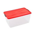thumbnail image 2 of Rubbermaid Cleverstore 18 Gallon Holiday Storage Tote, Clear & Red (4 Pack), 2 of 11