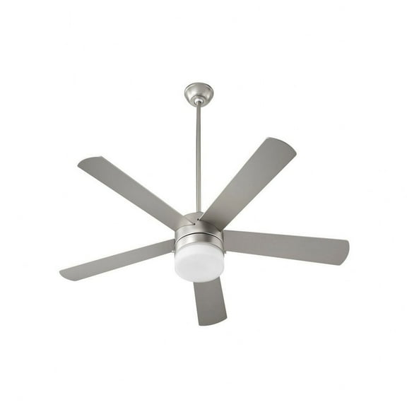 37525-65-Quorum Lighting-Maxwell - 5 Blade Ceiling Fan with Light Kit-16.8 Inches Tall and 52 Inches Wide-Satin Nickel Finish-Silver/Weathered Gray