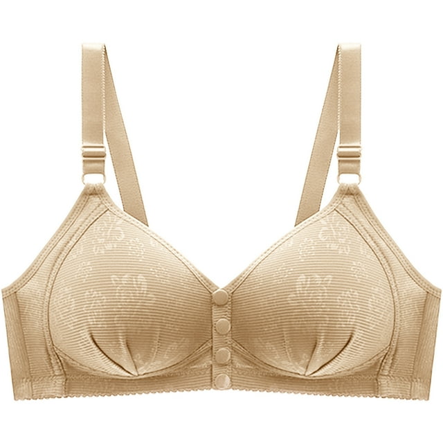 UNITWRY Plus Size Wireless Bra for Women's Solid Color Deep-V Without Underwire Adjustable Straps Bras Push-Up Full Coverage Comfortable Support Front Closure Bras