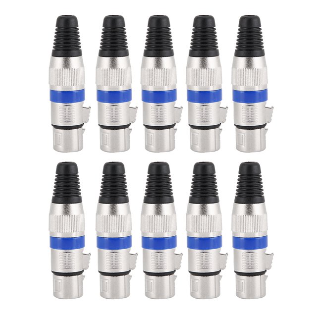 Adaptador de micrófono de audio, 10 piezas, conector XLR de 3 núcleos con forma de círculo azul, conector de audio de estética elegante