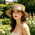 thumbnail image 2 of Gyujnb Wide Brim Sun Hat for Beach Hat with Flat Top Design Breathable Woven Summer Outdoor Sun Floppy Beach Hat for Travel, 2 of 4
