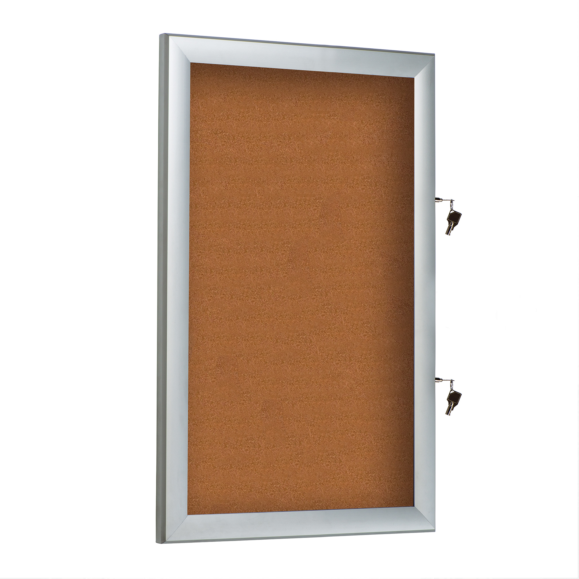 M&T Displays Enclosed Cork Bulletin Board 6x(8.5x11) Silver Aluminum Outdoor Noticeboard Display
