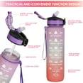 thumbnail image 5 of Hanmir 32oz Motivational Water Bottle with Time Marker with Straw Drinking Water Bottles with Strap Leakproof Tritan Fitness Sports Water bottle for Gym Camping Outdoor（Red&Purple), 5 of 8