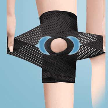 BESTSKY Knee Braces Double Straps Knee Compression Sleeve Shock Absorption Knee Support Black