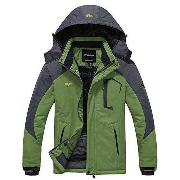 Wantdo Mens Winter Waterproof Ski Jacket Windbreaker Parka coat grass green XL
