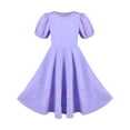 thumbnail image 1 of Vestido de Niña Morado Sólido Línea A Retro Manga Abullonada Boda Primavera Verano 5 Años, 1 of 7