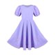 thumbnail image 1 of Vestido de Niña Morado Sólido Línea A Retro Manga Abullonada Boda Primavera Verano 5 Años, 1 of 7