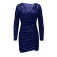 thumbnail image 3 of Women's Sexy V Neck Fitted Sequin Mini Dress Party Dress Formal Long Dress plus Size Long Wrap Dresses for Women Dress with Slit Party Gowns for Women Dresses for Women Party Wedding plus Size Long, 3 of 5