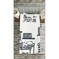 thumbnail image 3 of Ambesonne Modern Quilted Bedspread Set 2 Pcs, Music Devices Turntable, Twin Size, Cadet Blue, 3 of 3