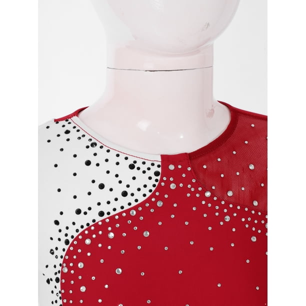 Robe Patinage Artistique Fille Ado – Justaucorps Strass Sans Manches Gymnastique Danse Compétition Spectacle
