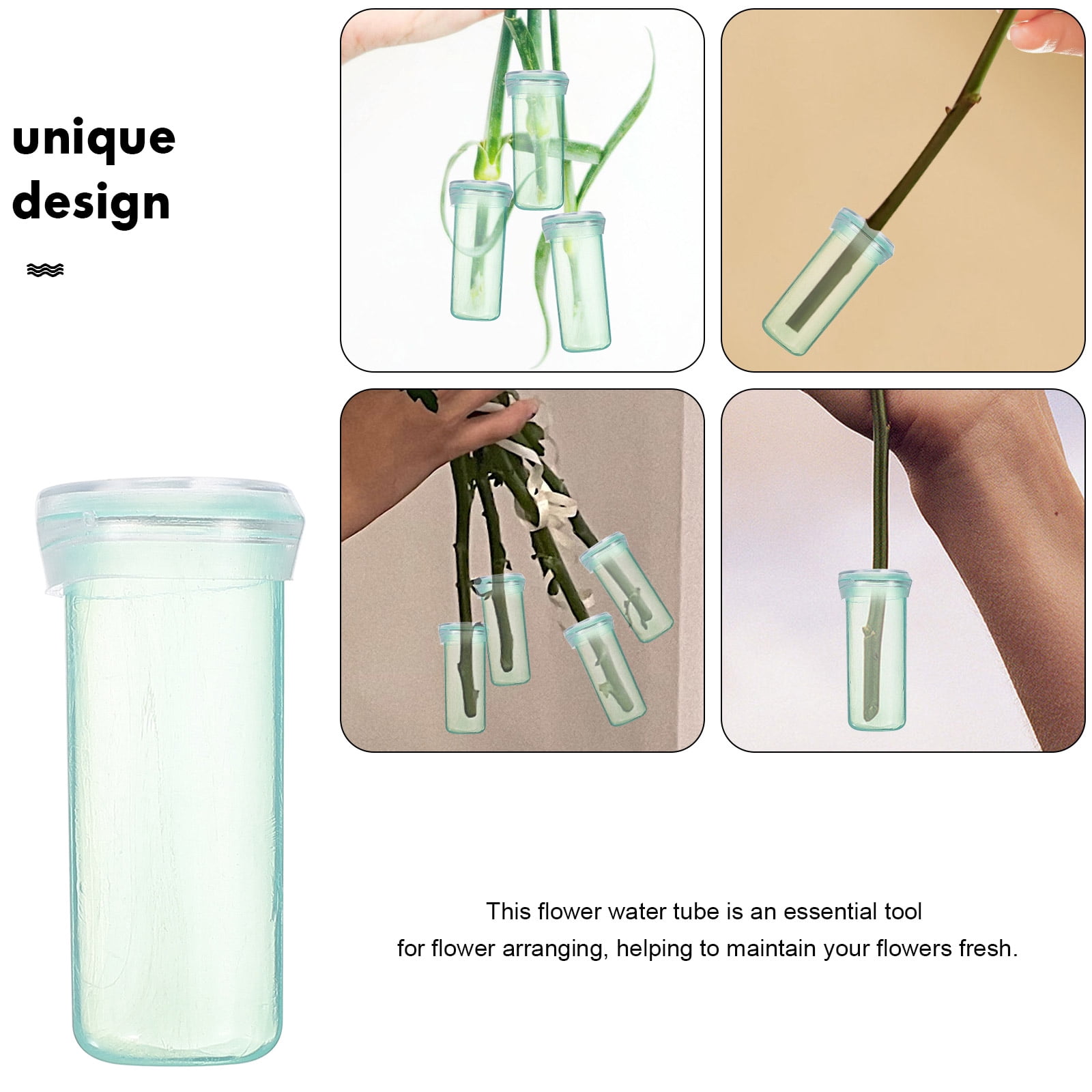 HOOWIFFY 1 Pack Single Flower Water Tube Green Plastic for Flower Arranging and Bouquet Making