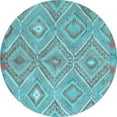 thumbnail image 1 of Ahgly Company Indoor Round Southwestern Light Blue Country Area Rugs, 4' Round, 1 of 4