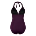 thumbnail image 4 of One Piece Bathing Suit for Women Shirred Tummy Control Swimsuits Halter Backless Monokini Swimwear, 4 of 7