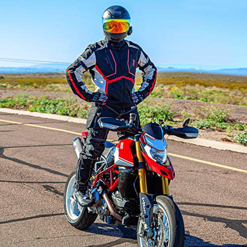 All Season Motorcycle Pants Men Motocross Offroad Overpants Touring Adventure Dual Enduro Waterproof CE Armor Blue, Waist 40-42 Inseam 30 