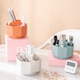 thumbnail image 3 of Rotating Desk Pen Holder Pencil Makeup Storage Box Desktop Organizer Stand Office Stationery Container Accessories Blue, 3 of 3