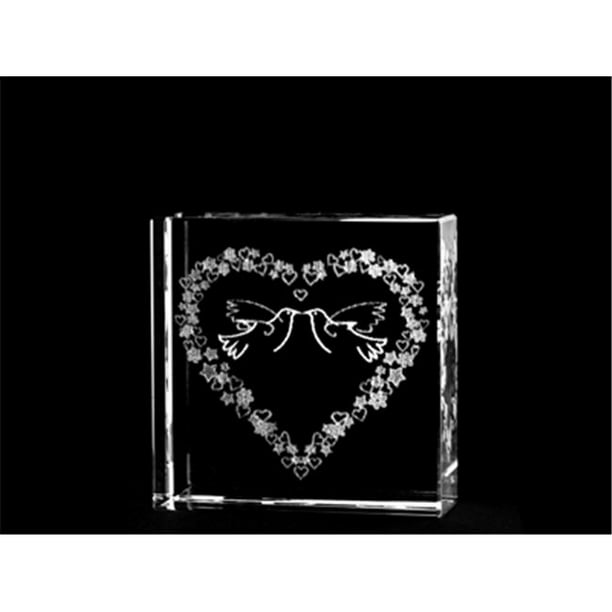 Asfour Crystal 1162-60-83 2,4 L x 2,4 H x 1 W. Cristal Gravé au Laser Ensemble pour Toujours Amour & Coeurs Découpés au Laser