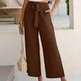 thumbnail image 7 of biudgviw Women's Wide Leg Palazzo Pants Dressy Casual Tie Knot Work Pants Textured Loose Flowy Cropped Trousers with Pockets, 7 of 7