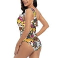 thumbnail image 4 of Sikiie Cute Cat Print Women One Piece Swimsuits Tummy Control One Shoulder Bathing Suits Ruffle Swimwear, From S to XXL-X-Large, 4 of 6