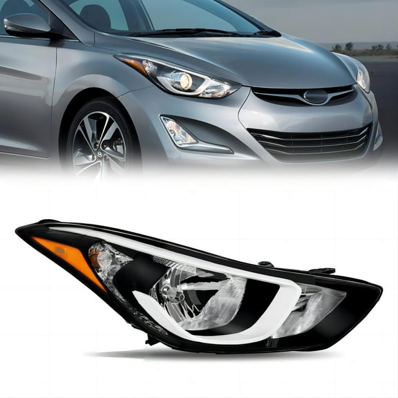 HOUGEET Halogen Headlights Headlamps Fit For 2014 2015 2016 Hyundai Elantra Headlight Assembly With Bulbs Replace Factory 921013Y500 921023Y500 (Passenger Right Side)