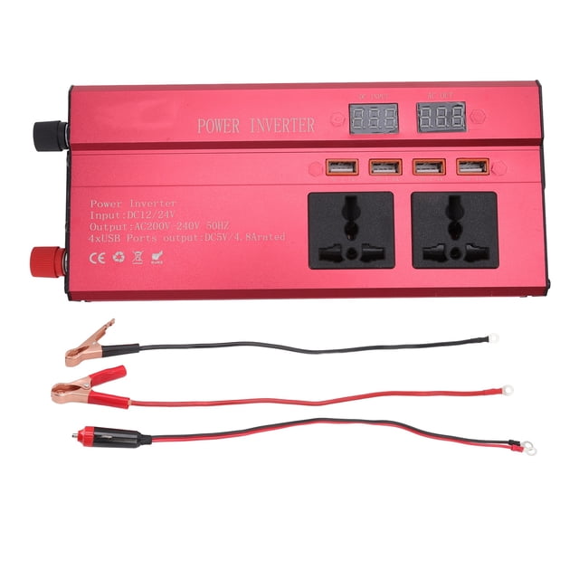 Convertidor de 12 V/24 V a CA con carga segura, pantalla LED, inversor de corriente para automóvil de 220 V y 700 W