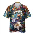 thumbnail image 4 of Camisa hawaiana con estampado de serpiente de terror para hombre, divertida camisa hawaiana con estampado 3D de serpiente, blusas casuales de verano de manga corta con solapa, 4 of 5