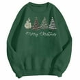 thumbnail image 4 of Fiaer Merry Christmas Sweatshirts for Women Crew Neck Plus Size Pullover Long Sleeve Loose Fit Holiday Tops Green XXL, 4 of 4