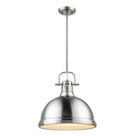 Open Box Yep by Golden Lighting Duncan 1-light 14in Rod Hung Pendant in Pewter